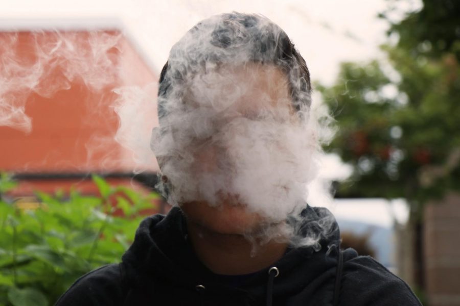 UNAWARE OF EFFECTS Former Issaquah High School student Holden Fitzgerald partakes in vaping daily. Fitzgerald is now 18 years old so it is legal for him to vape. He says, “I really don’t think it’s that bad.” 
